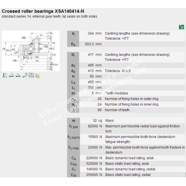 Good Quality cross roller bearings XSA140414-N