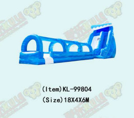 Outdoor Blue Wave Inflatable long Water Slides With Pool for aldult