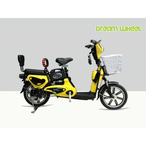 EU City Yellow Pedal Assist Electric Bike 16" Dual Seat Digital Style 25km/H