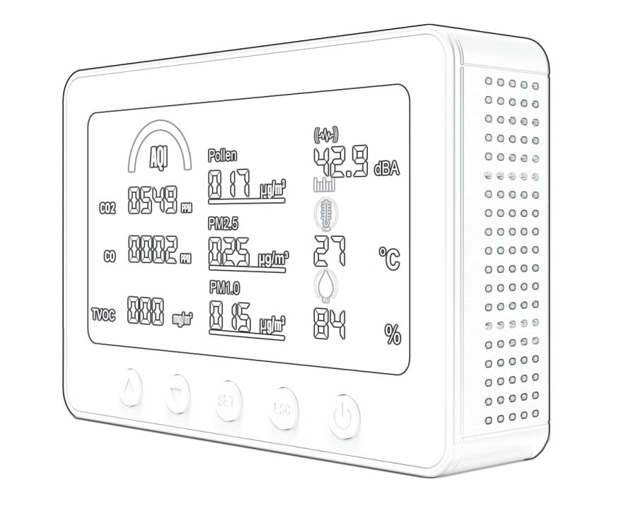 10-in-1 All-Round Air Quality Monitor Prodo - Tracks PM1.0/PM2.5/CO/RH/Temp