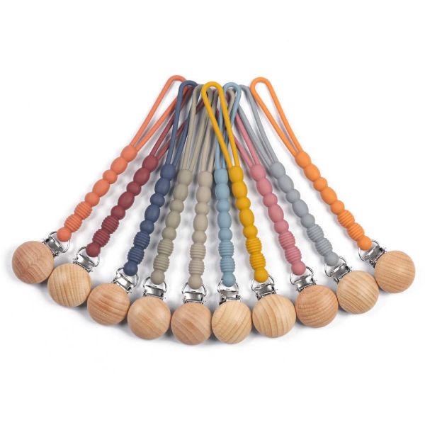 Buy Soothie Chewable Dummy Clip Pacifier Clips Silicone Teething Beads at wholesale prices