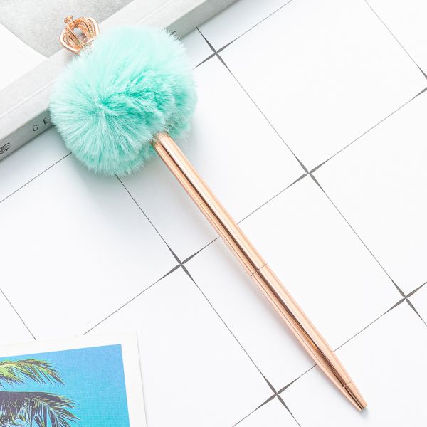 Lightweight Feather Fluffy Pom Pom Pen Metal Material Smooth Writing