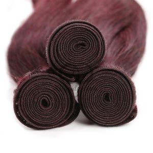 #99J Dark Wine Straight Remy Human Hair Bundles Sew In Weave Bundles Brazilian