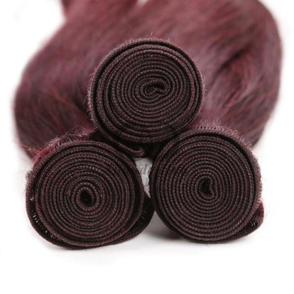 #99J Dark Wine Straight Remy Human Hair Bundles Sew In Weave Bundles Brazilian Bundle Deals
