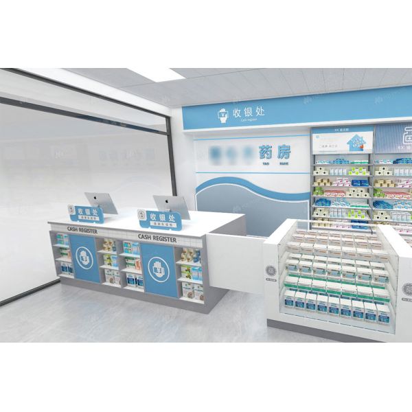 03-GJZYS003 Customized drugstore pharmacy medical led lighting decoration pharmacy store decoration for Drugstore Store Display Furniture