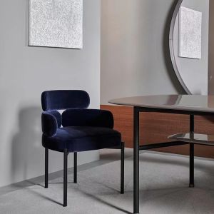 Light Luxury Creative Hotel Restaurant Furniture Metal Art Velvet Armrest Dining