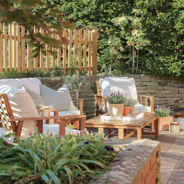 Patio Solid Wood Garden Set Teak Wood Outdoor Furniture Sofa Set Garden Lounge Chair