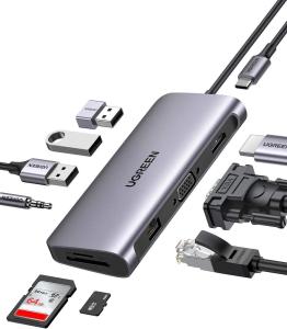 China USB C Hub, 10-in-1 USB-C Docking Station, 4K-HDMI& VGA Dual Monitor, 1Gbps Ethernet,100W PD, 3 3.0 Ports,3.5mm Audio Jack on sale China USB C Hub, 10-in-1 USB-C Docking Station, 4K-HDMI& VGA Dual Monitor, 1Gbps Ethernet,100W PD, 3 3.0 Ports,3.5mm Audio Jack on sale