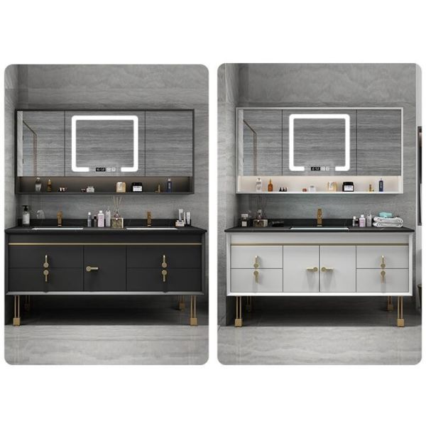 Buy ISO9001 Luminescent Contemporary Bathroom Cabinets Floating Vanity Triangle Corner at wholesale prices