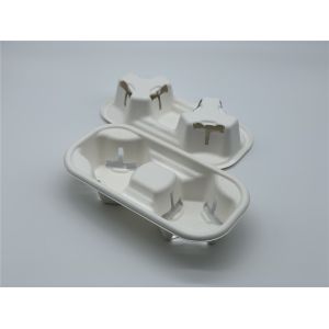 Zero Plastic Compostable Sugarcane Bagasse 2 Cup Carrier