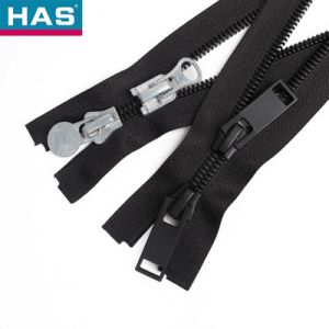 Quality Tape Polyester Double Pull Head Resin Zipper With Corn Teeth And Double Opening Tail Customization Customized Logo And Color for sale