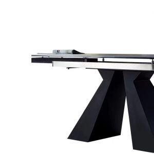 Stylish Rectangular Black Extendable Dining Room Table Functional For 8 seater
