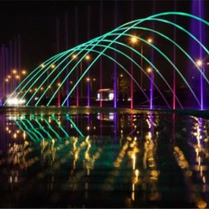 Laminar Garden Jumping Jet Fountain Musical Signal Control