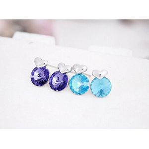 China S925 sterling silver earrings Austrian crystal earrings lovely peach heart on sale