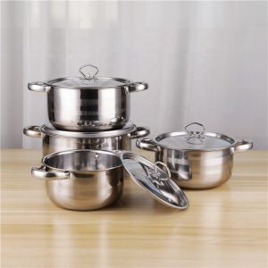 China 8pcs Quality Stainless Steel 410 Soup Pot 20cm 24cm Restaurants Cookware Cooking Set on sale