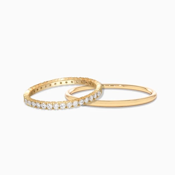 18K Gold Plated Stacking Wedding Eternity Band Ring for Women 925 Sterling