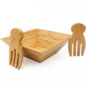 Eco Friendly Totally Bamboo Salad Bowl Set With Matching Salad Servers