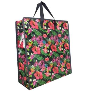 customized reusable woven shopping zipper bags foldable package