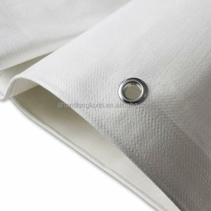 160g M2 Stripe Rolls Blue White HDPE Woven Fabric HDPE Tarpaulin with LDPE