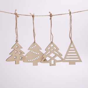 Wooden Christmas Tree Shaped Ornaments, Unfinished Wooden Cutouts Embellishments