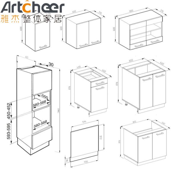 Mini Kitchen Wooden Cabinet in Veneer Lacquer Finish with RTA Size and Modern Design