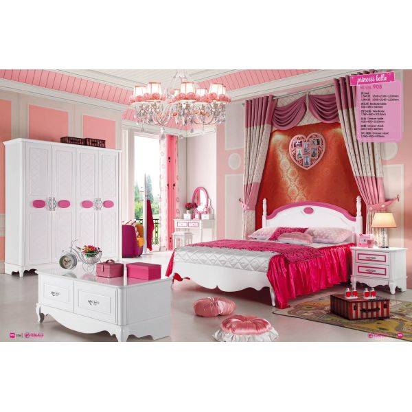 Buy children glossy princess bed room set furniture,#908 at wholesale prices