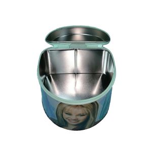 Cartoon Designed Handle Tin Box With Zipper Customized Logo Acceptable