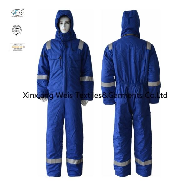 Buy Winter Arc Proof Flame Retardant Coveralls With Hoodie / FR Warm Cotton Padded Clothes Reflective at wholesale prices