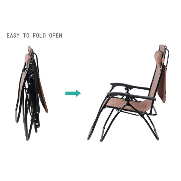 Custom Logo Traditional Design Style Chaise Folding Recliner Lounge Chair for Camping