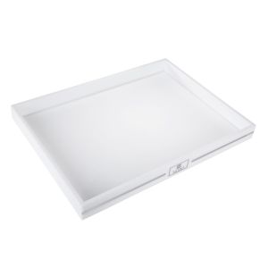 White acrylic with stainless stick tea box can hotel supply