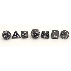 Hand Carved Black Metal RPG Dice Sturdy For Dungeon And Dragon