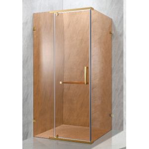 Elegant Shower Enclosures With Tinted Glass And Golden Aluminium Frame