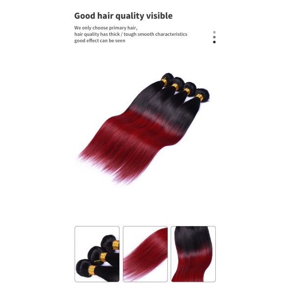 Straight 45.72cm 18 inch Ombre Colored Human Hair Bundles 1b Bug St