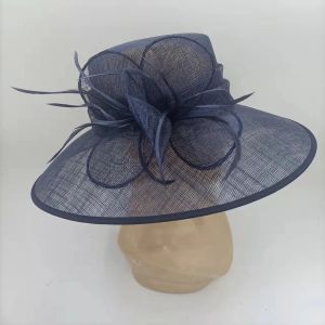 Quality Patterned Dyed Sinamay Feather Fascinator with Chicken Feather for sale
