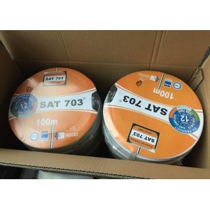 SAT703B 1.13mm CU 75 Ohm Coaxial Cable Green Strips Line For Satellite SATV