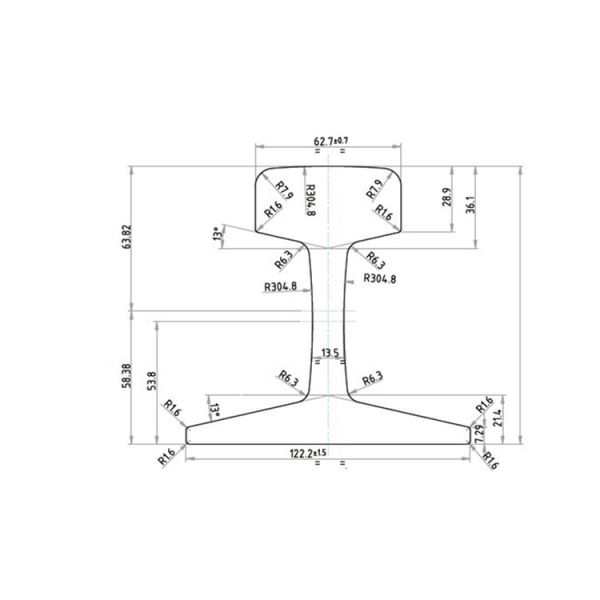 ASCE 75 Steel Track Rail Heavy Railway R260 or R320Cr hardness