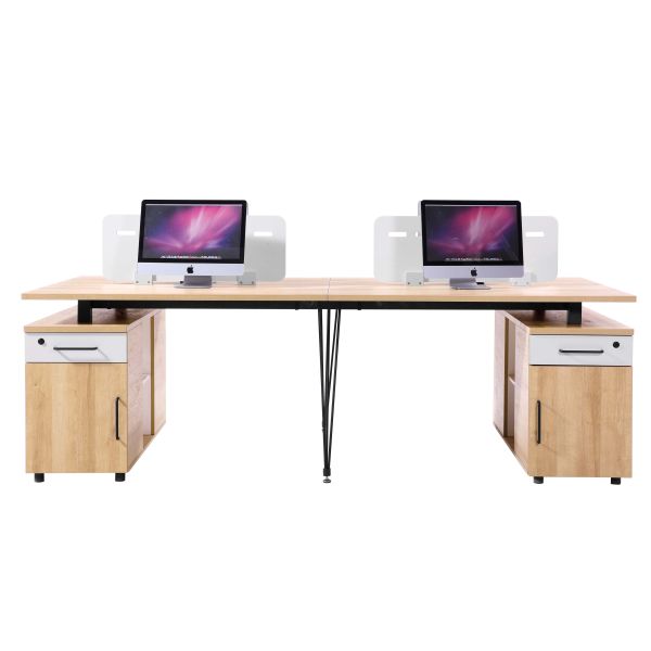 4 Person Modular Workstation Desk Furniture With Metal Legs / Computer Workstation Desk