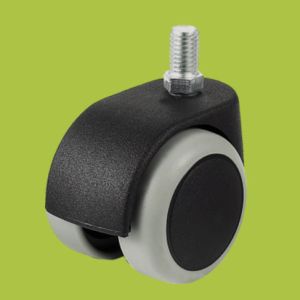 50mm big caster double wheels thread stem furniture casters with black and grey