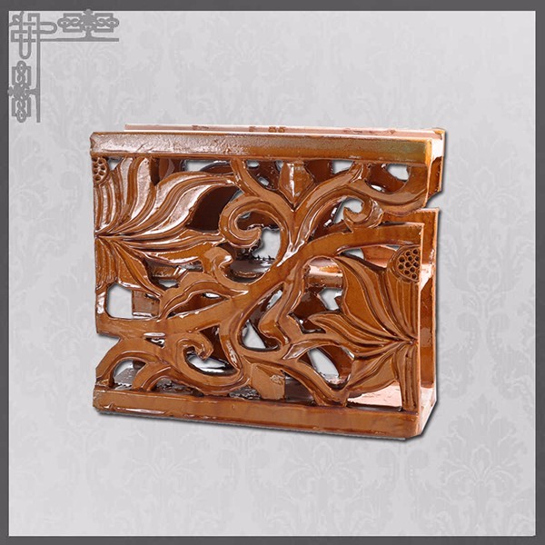 Decorative Glazed Flower Hollow Roof Ridge For Temple Pagoda Roof