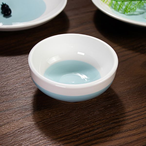 White Blue Ceramic Tableware Set 4pcs Colored Porcelain Dinnerware