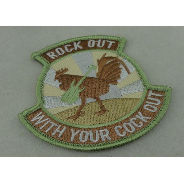 Buy Binding Edge Woven Custom Embroidery Patches / Rock Out Patch Badges at wholesale prices
