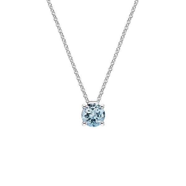 Silver Floating Solitaire Aquamarine Pendant Gift For Women Men