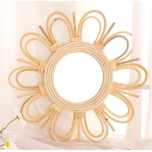 Natural Handmade Decorative Wall Rattan Mirror Modern Luxury home decorations