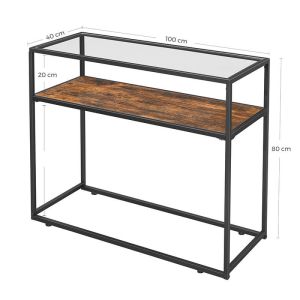 Glass Top Console Table, Industrial Sofa Table, Functional Console Table,