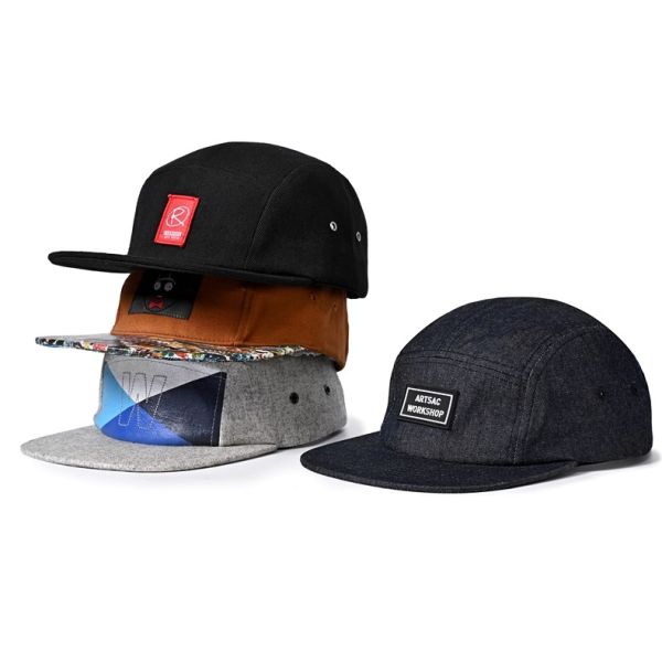 Buy Wool Blend Flat Brim 5 Panel Baseball Caps Pyrograph And 3d Solid Material at wholesale prices