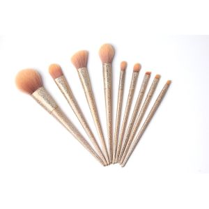 Gold Synthetic Hair Makeup Brushes Travel Kit With Plastic Handle