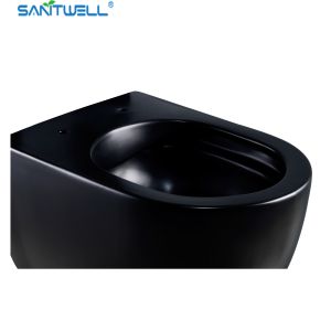 Sanitwell SWJ1125MB Bathroom wc matt black toilet bowl rimless flush
