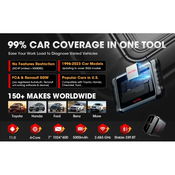 Autel MaxiCOM MK808KBT PRO OBD2 Scanner Automotivo Car Diagnostic Scan Tool MK808K-BT OBD 2 Code Reader Key Coding Activ