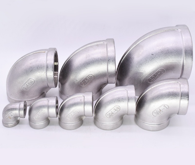 Stainless Steel 304/316 90 Degree Elbow Class 150 Polishing Female to Female PT RP BSPT NPT Threaded Pipe Fitting for Marine