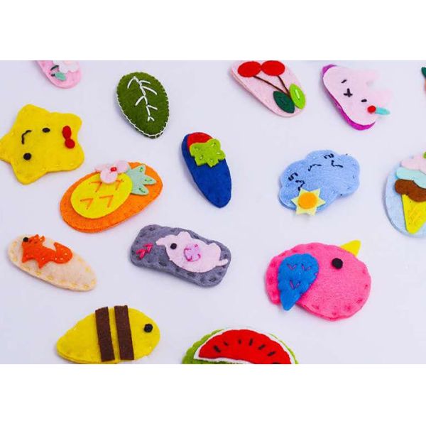 Buy Cute Felt Fabric Crafts Cartoon Animals Fruit Pattern Hairpin Eco Friendly at wholesale prices